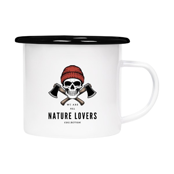 Tin mug - enamel hem NATURE LOVERS
