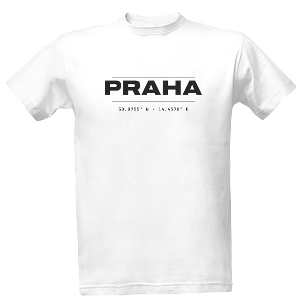 Tričko s potiskem Praha 50.0755° N (pánské)