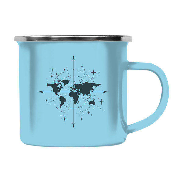 Colored Tin Mug WORLD COMPASS